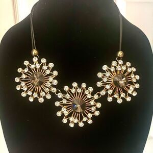 Gem Floral Crystal Rope Necklace Statement Piece 